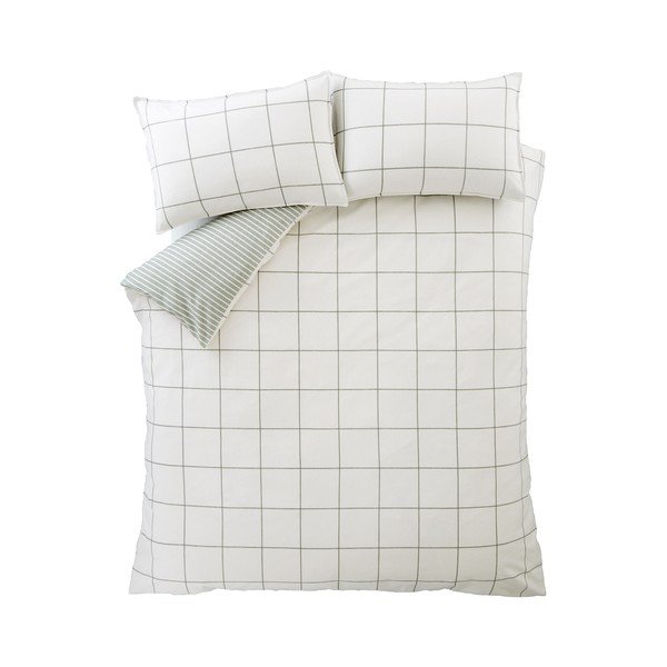 Zelena/kremno bela enojna flanelna posteljnina 135x200 cm Brushed Regal Check – Bianca