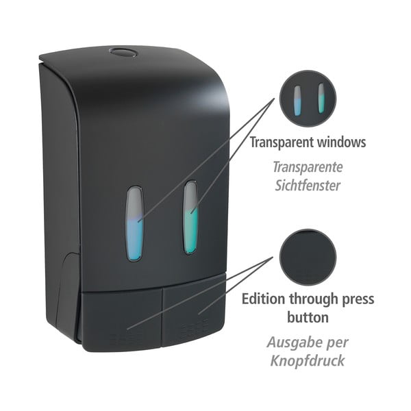 Črn plastičen stenski dozirnik za milo 0.96 l Tartas – Wenko-image-3