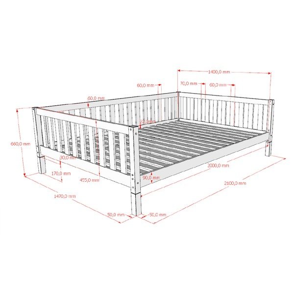 Otroška postelja iz masivnega bora z letvenim dnom 140x200 cm v naravni barvi Dallas – Vipack-image-4