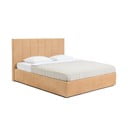 Gorčično rumena oblazinjena zakonska postelja s prostorom za shranjevanje z letvenim dnom 160x200 cm Thessa Bold Line – Bonami Selection