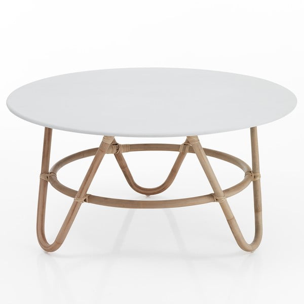 Okrogla mizica v beli in naravni barvi ø 90 cm Jalaja - Tomasucci