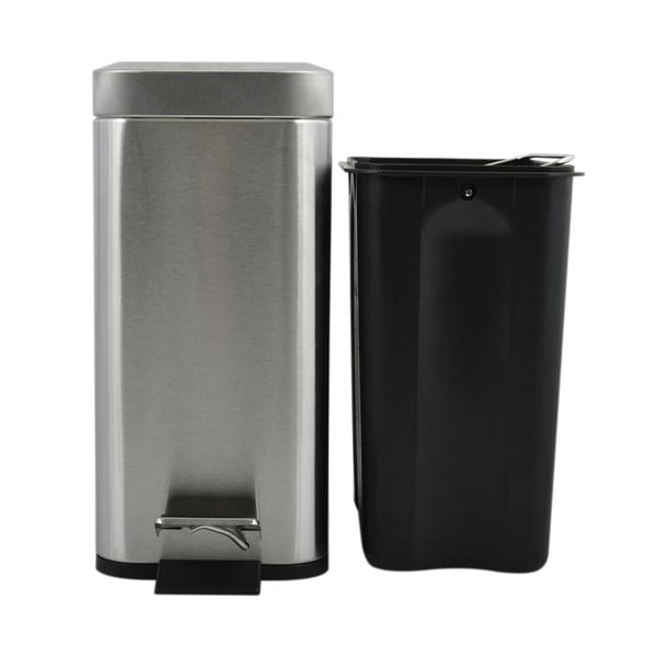 Jeklen koš za smeti v mat srebrni barvi s pedalom 5 l Erik – Spirella-image-3