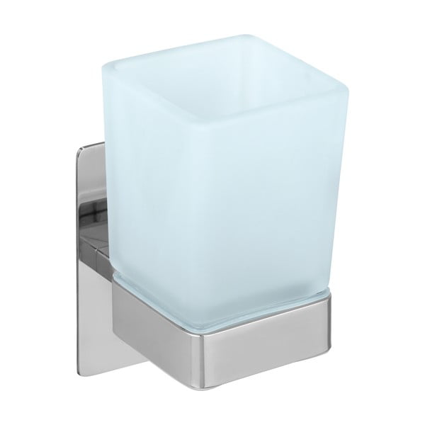 Steklen lonček za zobne ščetke v sijajno srebrni barvi z namestitvijo brez vrtanja Genova – Wenko-image-2