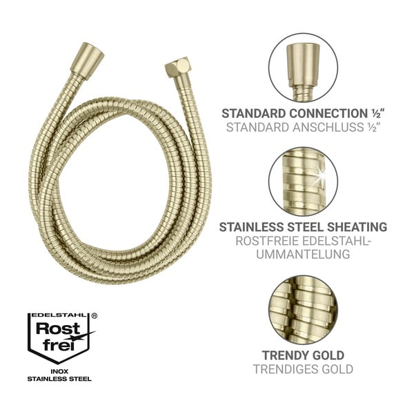 Cev za tuš iz nerjavečega jekla v mat zlati barvi 150 cm Brass – Wenko-image-2
