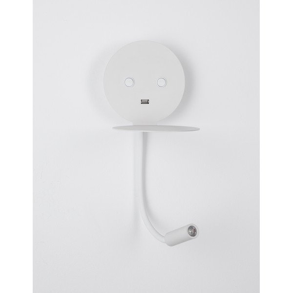 Bela aluminijasta LED stenska svetilka z upogljivo konstrukcijo/z USB priključkom Eclip – Nova Luce-image-3