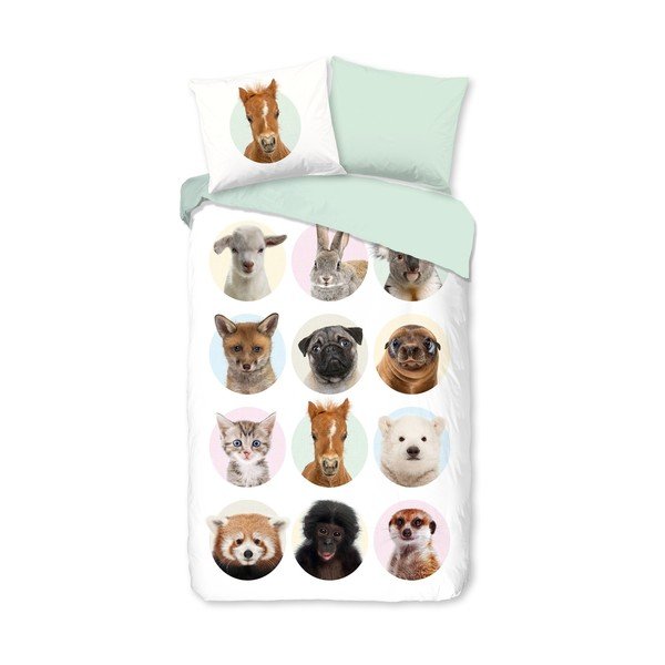 Enojna podaljšana bombažna otroška posteljnina 140x220 cm Young Animals – Good Morning