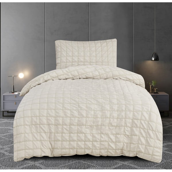 Bež enojna posteljnina iz krepa 140x200 cm Naomi – My House