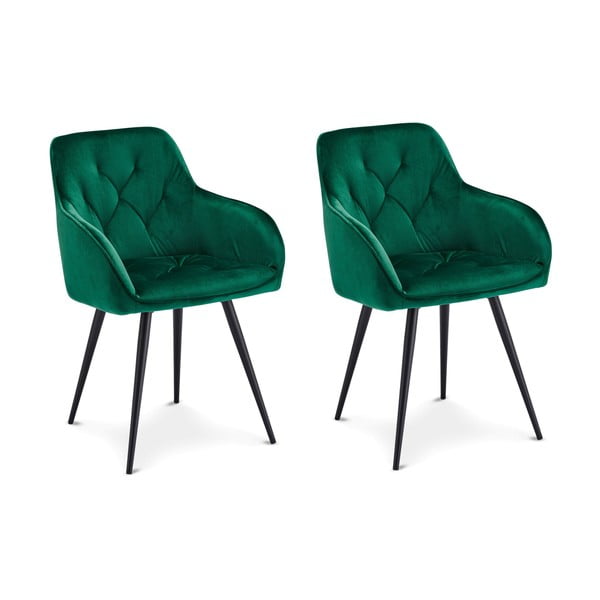 Zeleni žametni jedilni stoli v kompletu 2 ks Nadja – Furnhouse-image-3