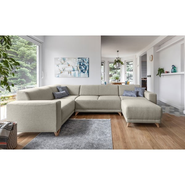 Bež raztegljiva/s prostorom za shranjevanje kotna sedežna garnitura (levi kot/v obliki črke "U") Classy Sophie – Miuform-image-1