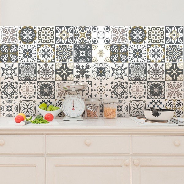 Komplet 30 stenskih nalepk Ambiance Wall Decal Cement Tiles Antalya, 20 x 20 cm-image-1
