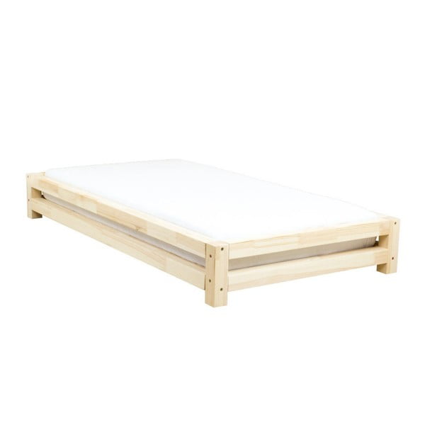 Benlemi JAPA enojna postelja iz lakiranega smrekovega lesa, 90 x 190 cm