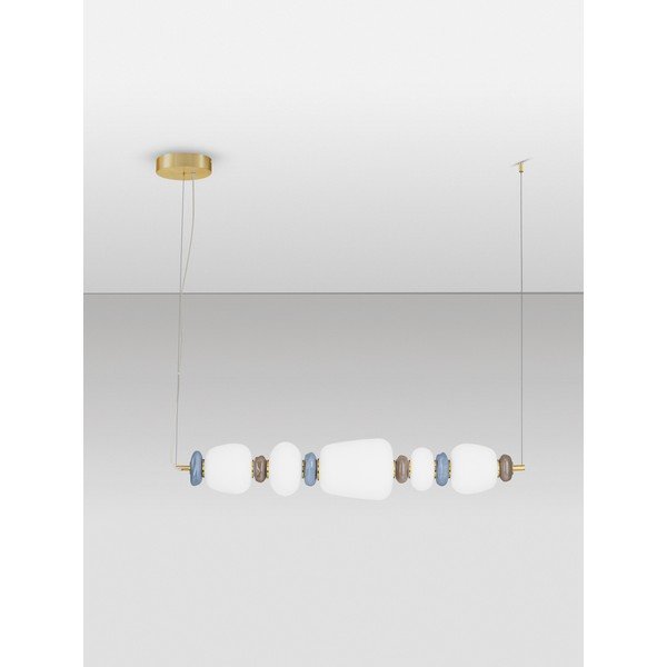 Bela/v zlati barvi kovinska LED zatemnitvena viseča svetilka s porcelanastim senčilom/s steklenim senčilom Palo – Nova Luce-image-3
