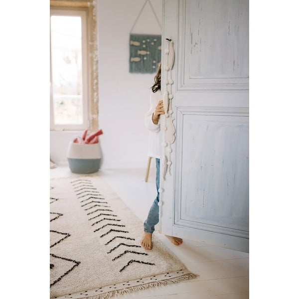 Kremno bela pralna ročno tkana bombažna preproga 140x210 cm Bereber Rhombs – Lorena Canals-image-4