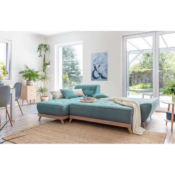 Turkizna raztegljiva kotna sedežna garnitura (s kotom po izbiri) Dazzling Daisy – Miuform-image-3