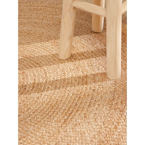 Obojestranska ročno tkana okrogla preproga iz jute v naravni barvi ø 200 cm Jutta Gold – Hanse Home-image-4