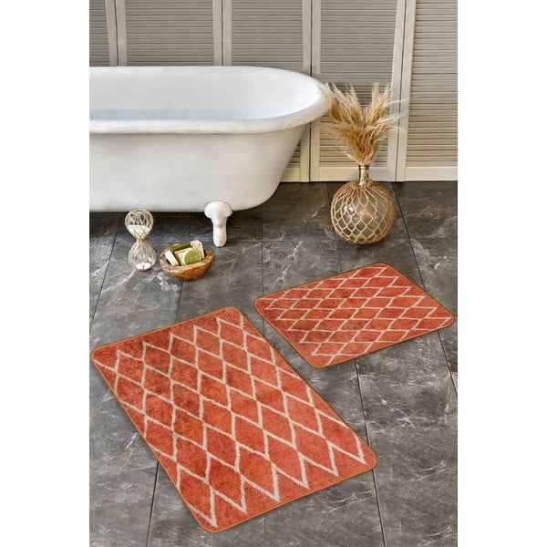 Žametne kopalniške preproge v kompletu 2 ks v barvi terakote 60x100 cm – Mila Home-image-4