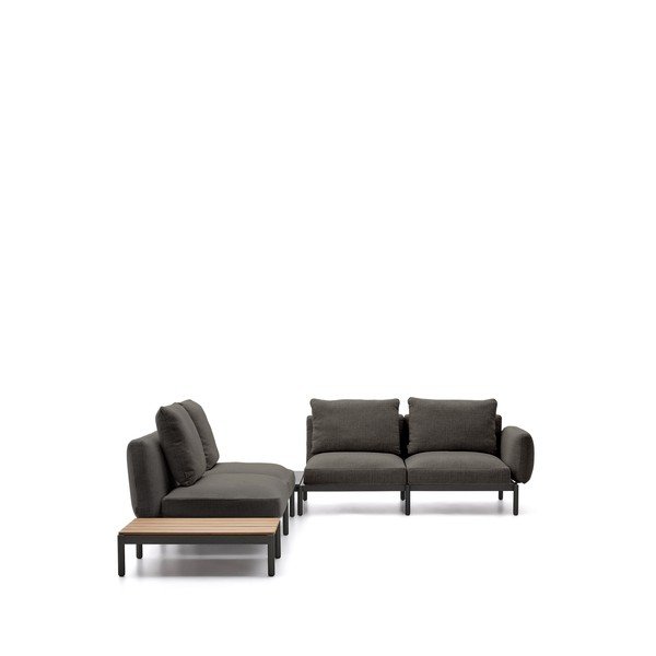 Temno siv oblazinjen vrtni kavč (v obliki črke L) Sorells – Kave Home-image-4