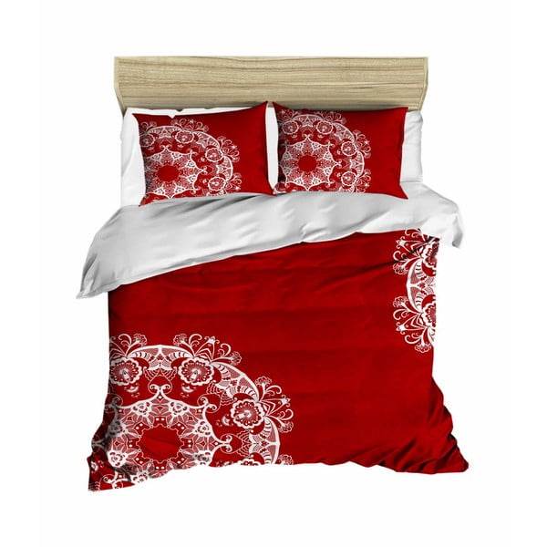 Rdeča satenasta podaljšana posteljnina za zakonsko posteljo 200x220 cm – Mijolnir