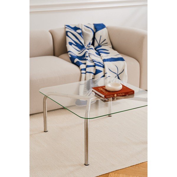 Klubska mizica s stekleno mizno ploščo v srebrni barvi 60x80 cm Uku – noo.ma-image-4