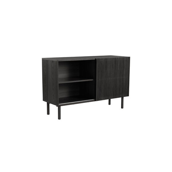 Črna omarica v jesenovem dekorju z drsnimi vrati 124x80x45 cm Sion – Jotex-image-3