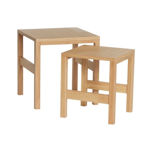 Stranske mizice v kompletu 2 ks v hrastovem dekorju 40x40 cm Puzzle – Hübsch-image-2