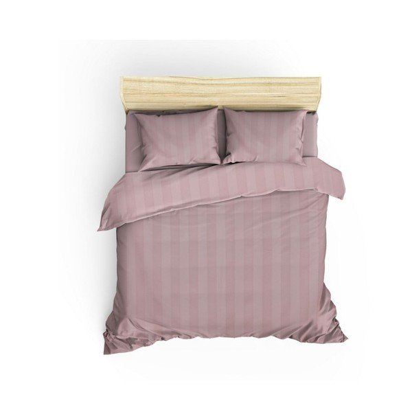 Roza posteljnina iz bombažnega satena za zakonsko posteljo z rjuho Hobby Wafel, 200 x 220 cm