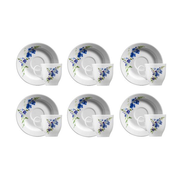 Bele/modre porcelanaste skodelice v kompletu 6 ks 0.9 l – Hermia