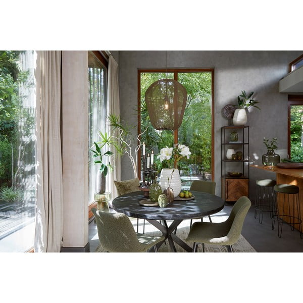 Črna okrogla jedilna miza z mizno ploščo iz akacije ø 120 cm Yellov – Light & Living-image-4