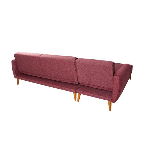 Bordo rdeča raztegljiva kotna sedežna garnitura Aria – Balcab Home-image-3