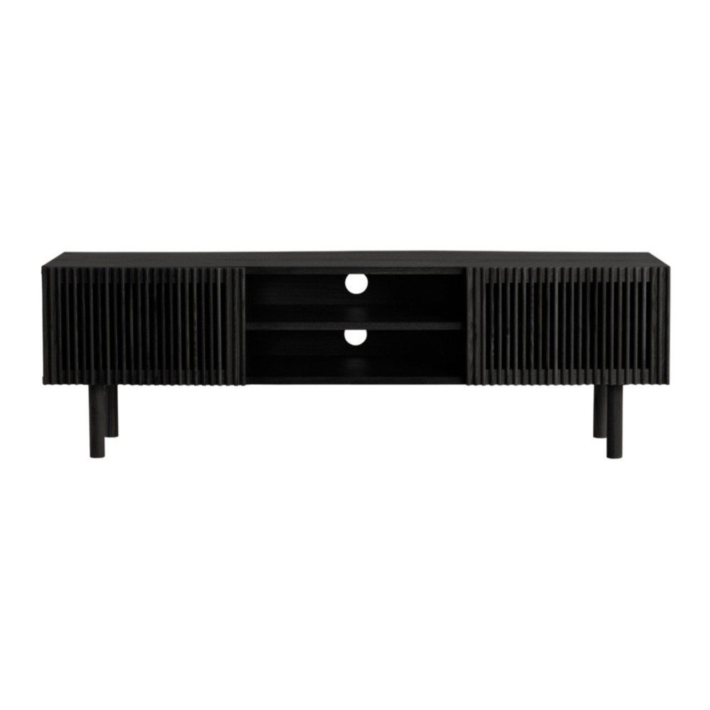 Črna TV omarica v jesenovem dekorju 160x50x43 cm Sion