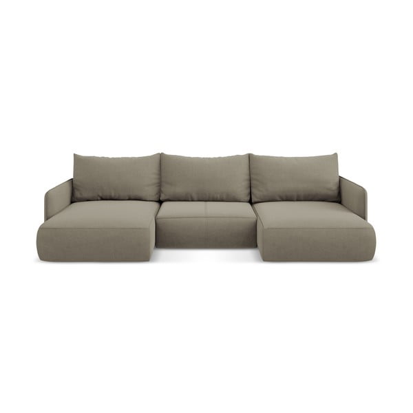 Bež raztegljiva/s prostorom za shranjevanje kotna sedežna garnitura Nanea – Makamii