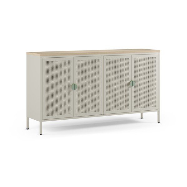 Kremno bela/v naravni barvi kovinska omarica 160x90x40 cm Sayla – Marckeric-image-4
