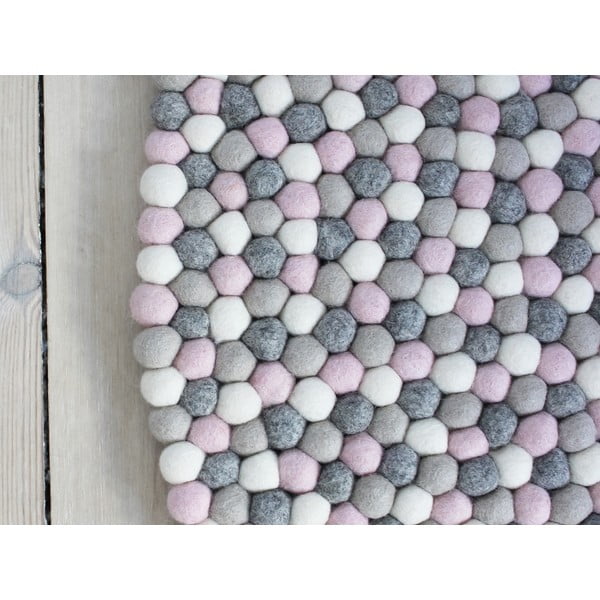 Svetlo rožnato-siva preproga iz volnenega filca Wooldot Ball Rugs, ⌀ 90 cm