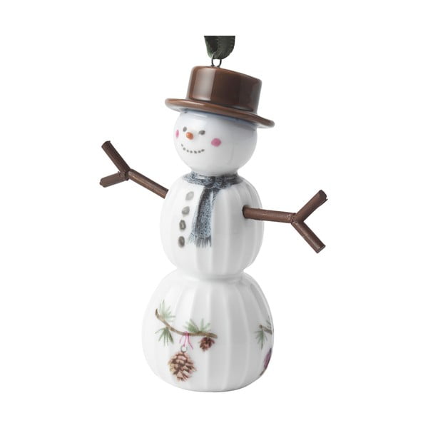 Porcelanast ročno poslikan okrasek za jelko ø 4 cm Hammershøi Snowman – Kähler Design-image-2