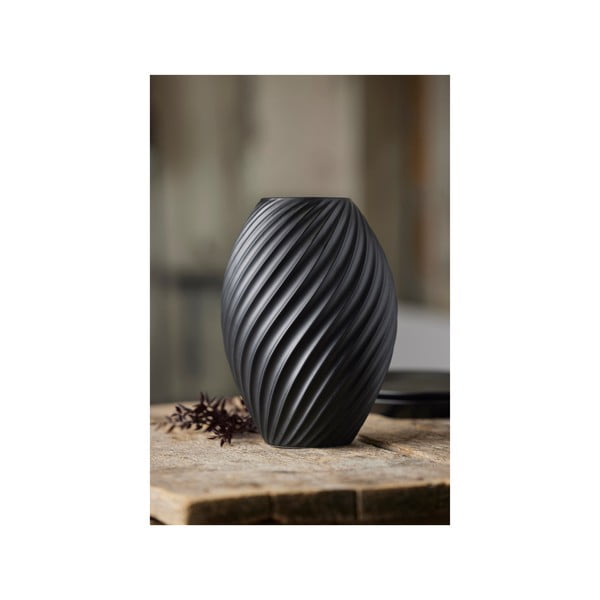 Vaza iz črnega porcelana Morsø River, višina 26 cm-image-4