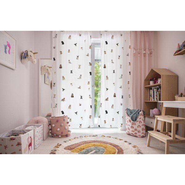 Bela otroška zavesa iz bombažnega satena 110x250 cm The Cutest Ones – Butter Kings-image-1