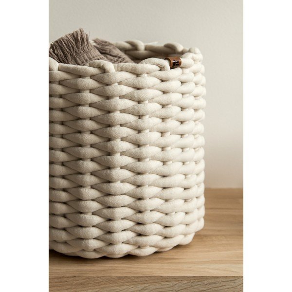 Tekstilna košara ø 25x25 cm Peach Skin Round M – Bigso-image-3