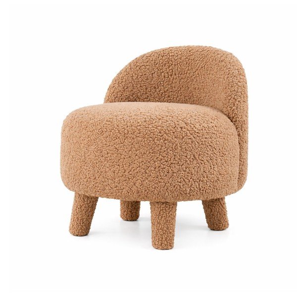 Rjav otroški fotelj iz tkanine bouclé Moouv – Artie