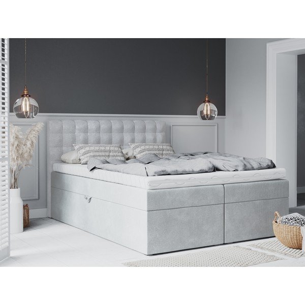 Svetlo siva zakonska postelja Mazzini Beds Jade, 160 x 200 cm-image-4