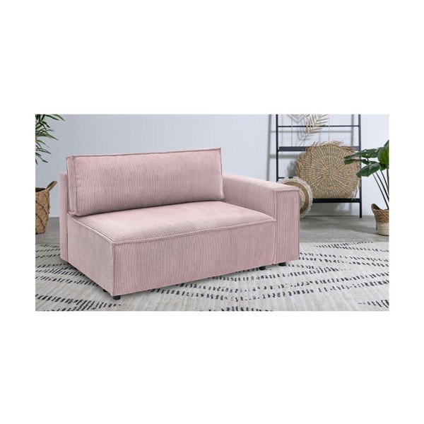 Svetlo rožnat modul za sedežno garnituro iz rebrastega žameta (desni kot) Nihad modular – Bobochic Paris-image-1