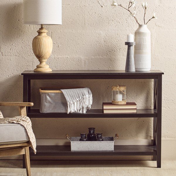 Črn regal iz masivnega bora 120x81x40 cm Heritage – Premier Housewares-image-3