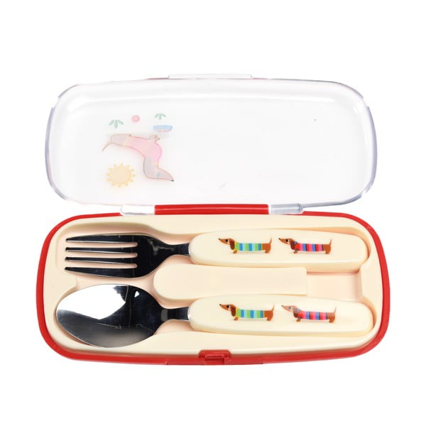 Otroški jedilni pribor 2 ks iz nerjavečega jekla Sausage Dog – Rex London