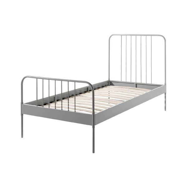 Siva kovinska otroška postelja Vipack Jack, 90 x 200 cm