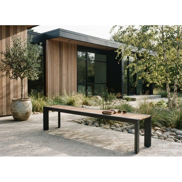 Temno siva/rjava kovinska vrtna klop Silea – Garden Pleasure-image-1