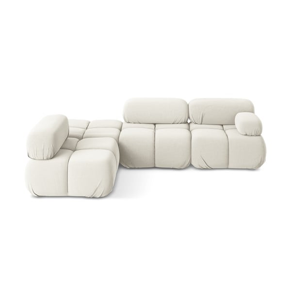 Bela žametna kotna sedežna garnitura (levi kot) Lokua – Makamii