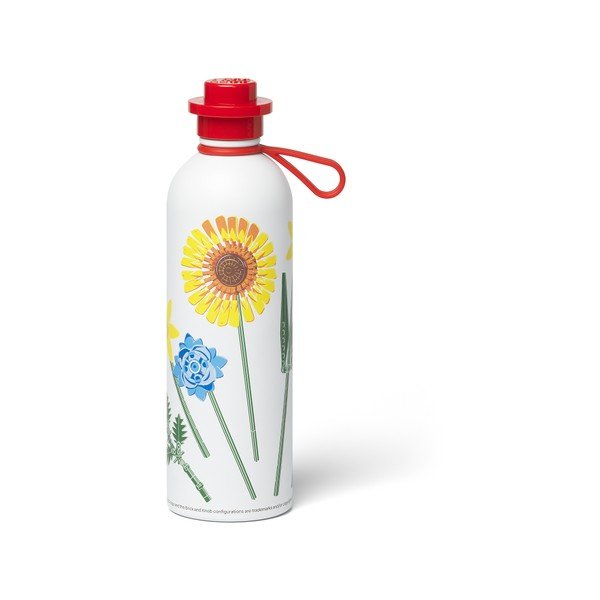 Rdeča/bela kovinska otroška steklenička za vodo 560 ml Botanicals – LEGO®