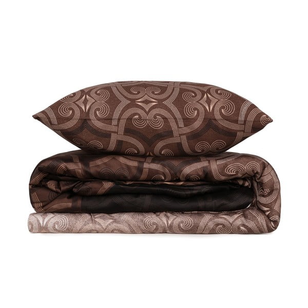 Rjava posteljnina za zakonsko posteljo iz bombažnega satena 200x200 cm Pandora – Mijolnir