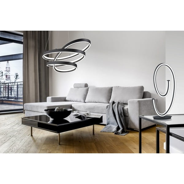 Črna LED viseča svetilka z glasovnim upravljanjem s pomočjo mobilne aplikacije s kovinskim senčilom Ciola – CINQUE-image-1