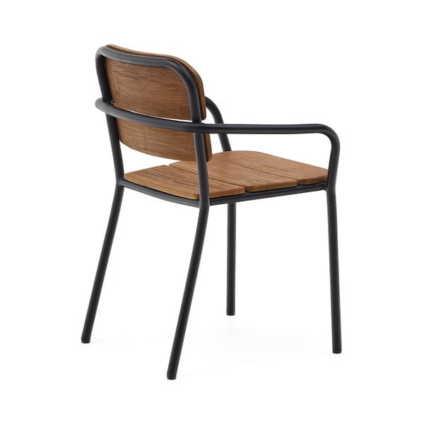 Črno-rjav vrtni stol iz masivnega lesa in kovine Algueret – Kave Home-image-3