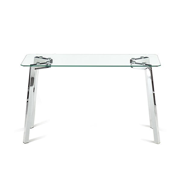 Stranska mizica s stekleno mizno ploščo v srebrni barvi 40x125 cm Kirk – Tomasucci